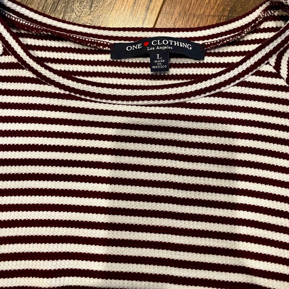 ONE CLOTHING Striped Ribbed Long Sleeve Crop Top - Picture 5 of 6